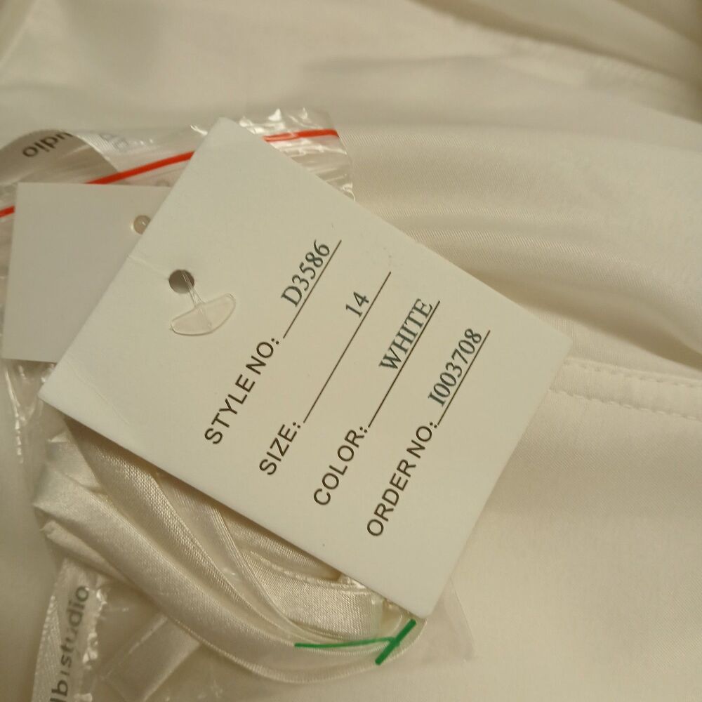 DB Studio White Feather Strapless Mini Dress Size 14 Ruched Satin Cocktail NWT - Picture 8 of 11